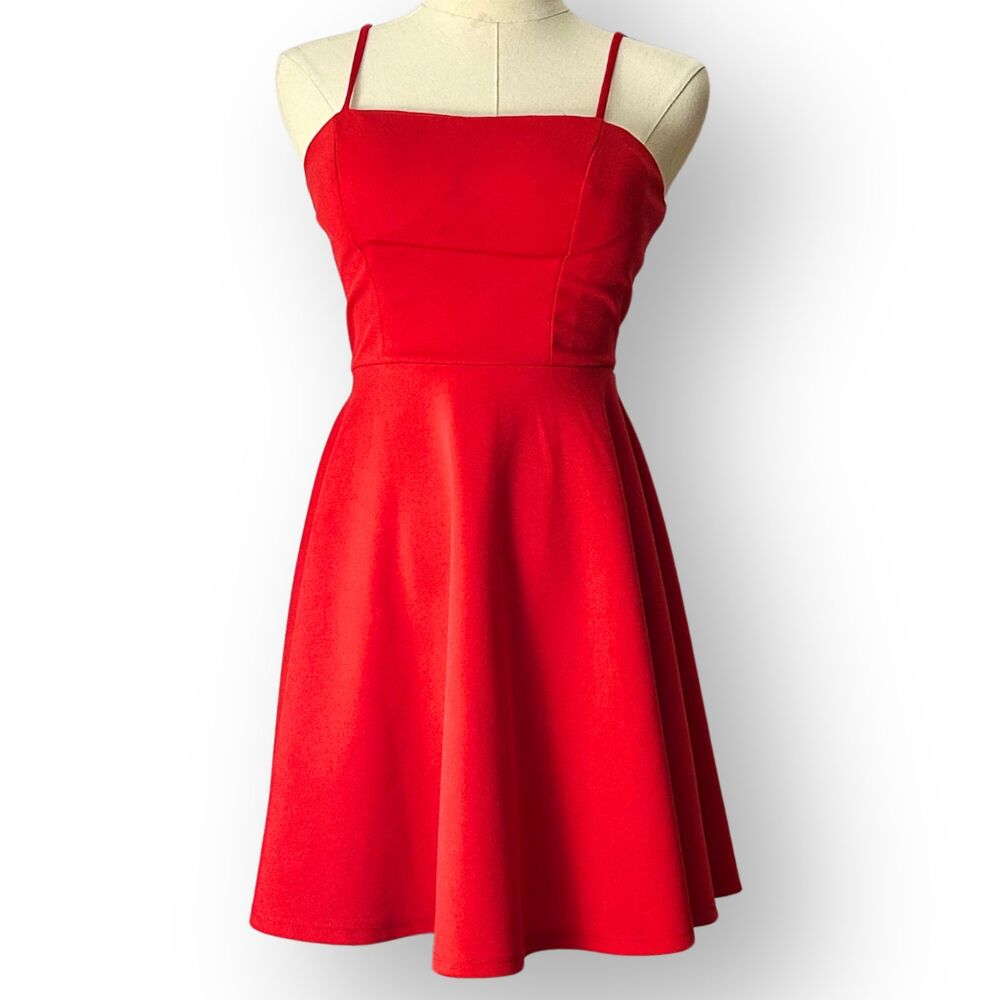 B.Smart Red Skater Dress Mini